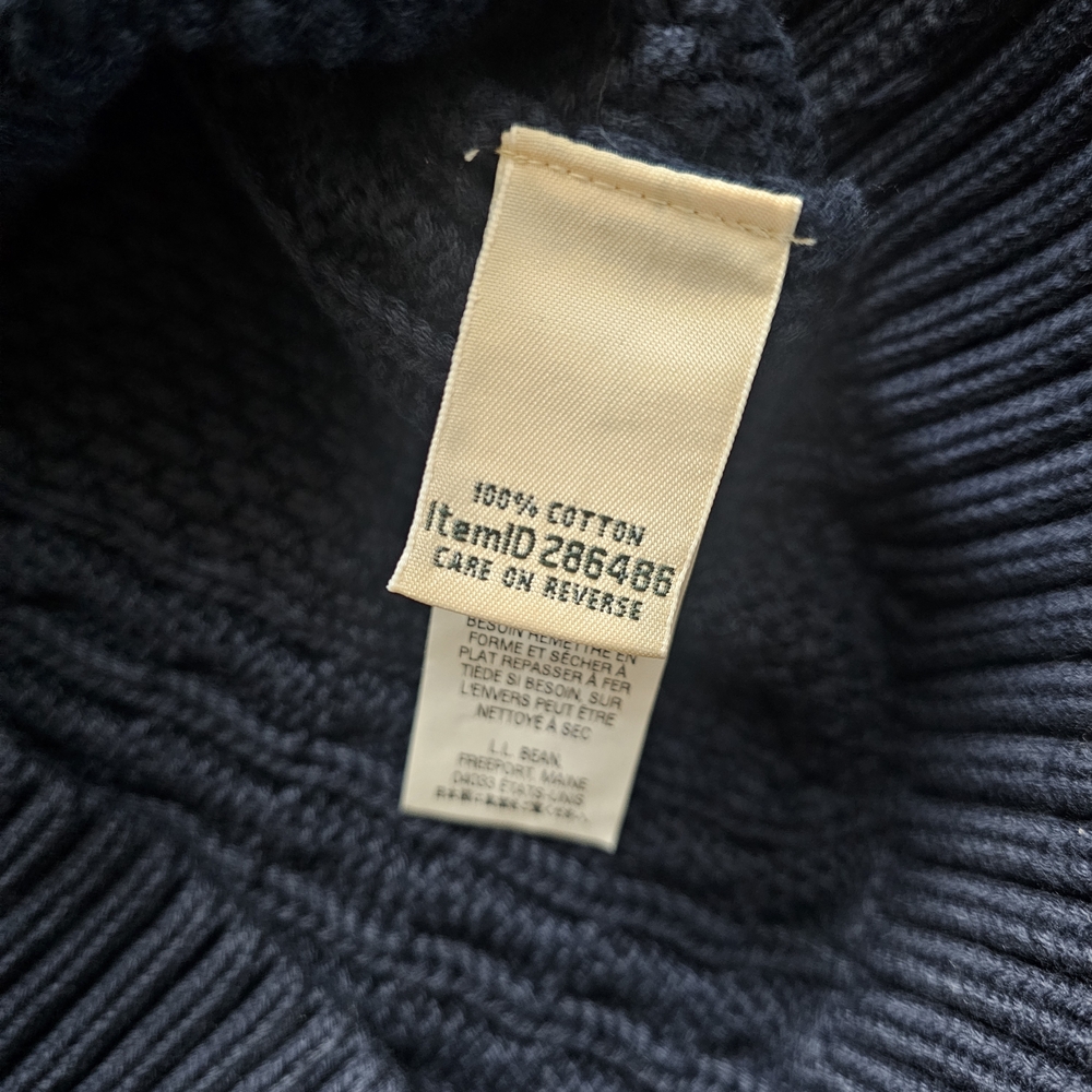 L.L. Bean Navy Blue Cable-Knit Button Front Cardigan - Picture 5 of 9